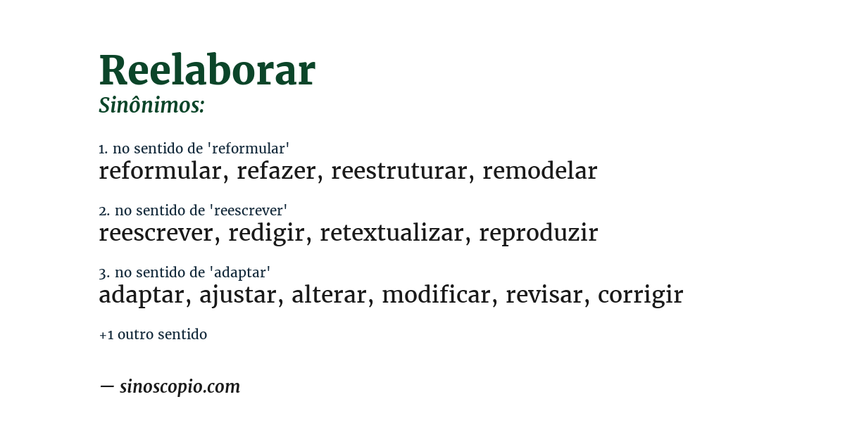 Sinônimo de reelaborar