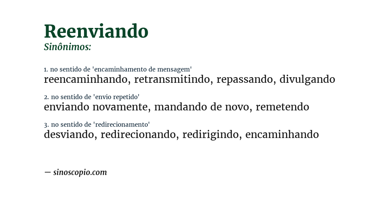 Sinônimo de reenviando