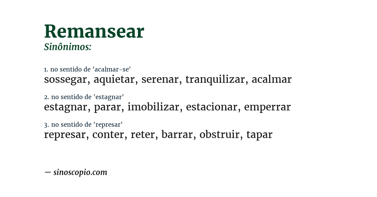 Sinônimo de remansear