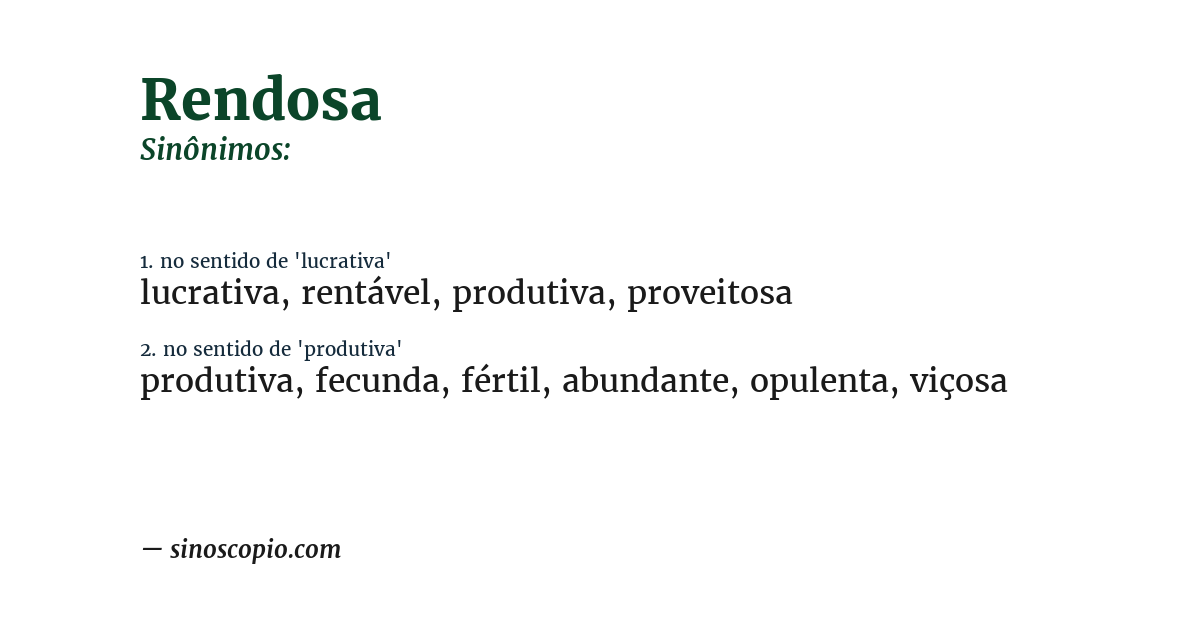 Sinônimo de rendosa