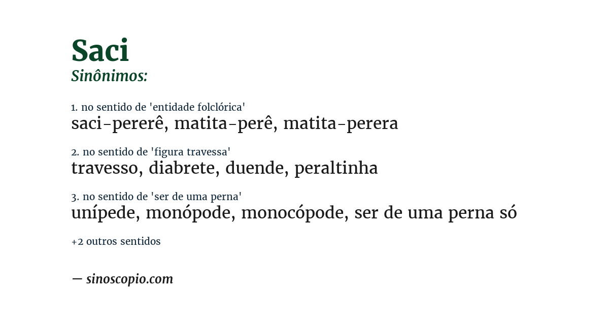 Sinônimo de saci