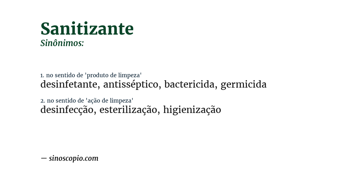 Sinônimo de sanitizante