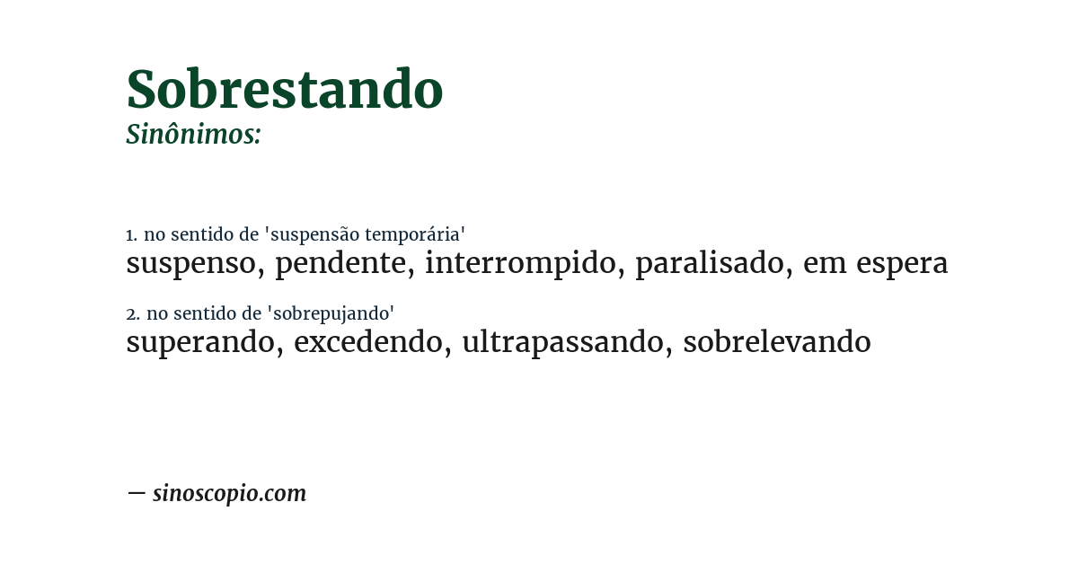 Sinônimo de sobrestando