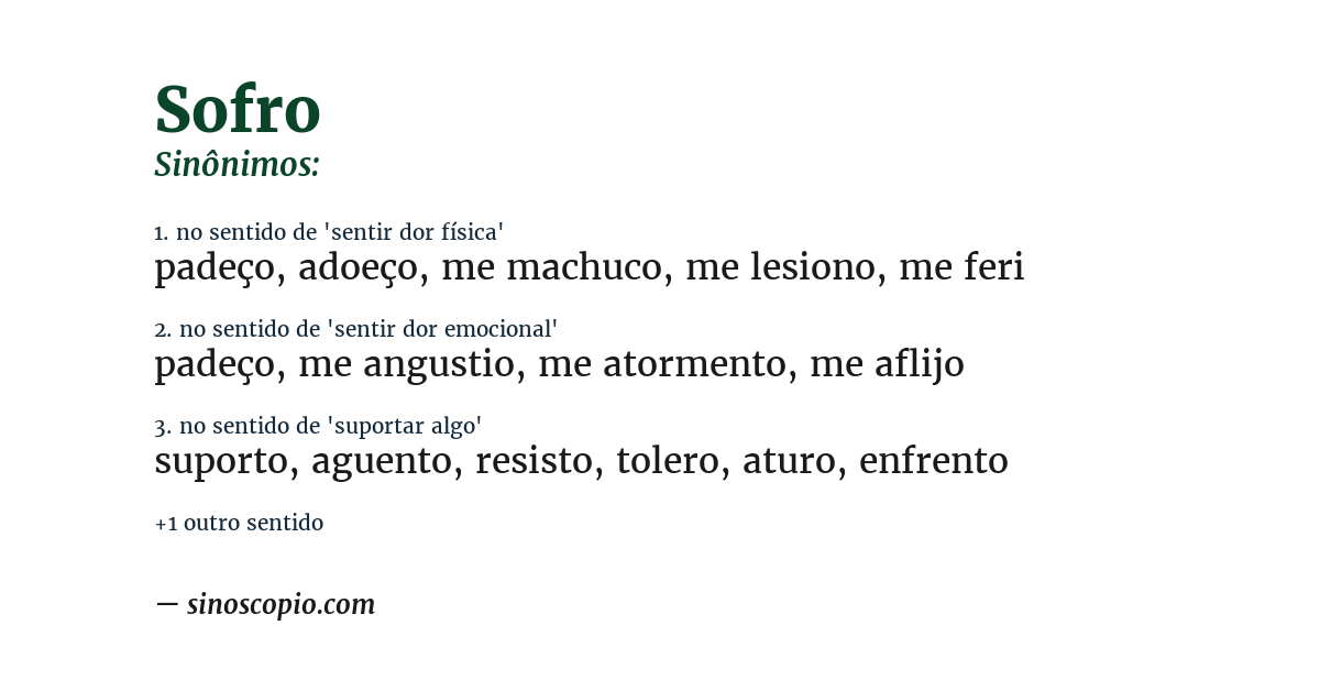 Sinônimo de sofro