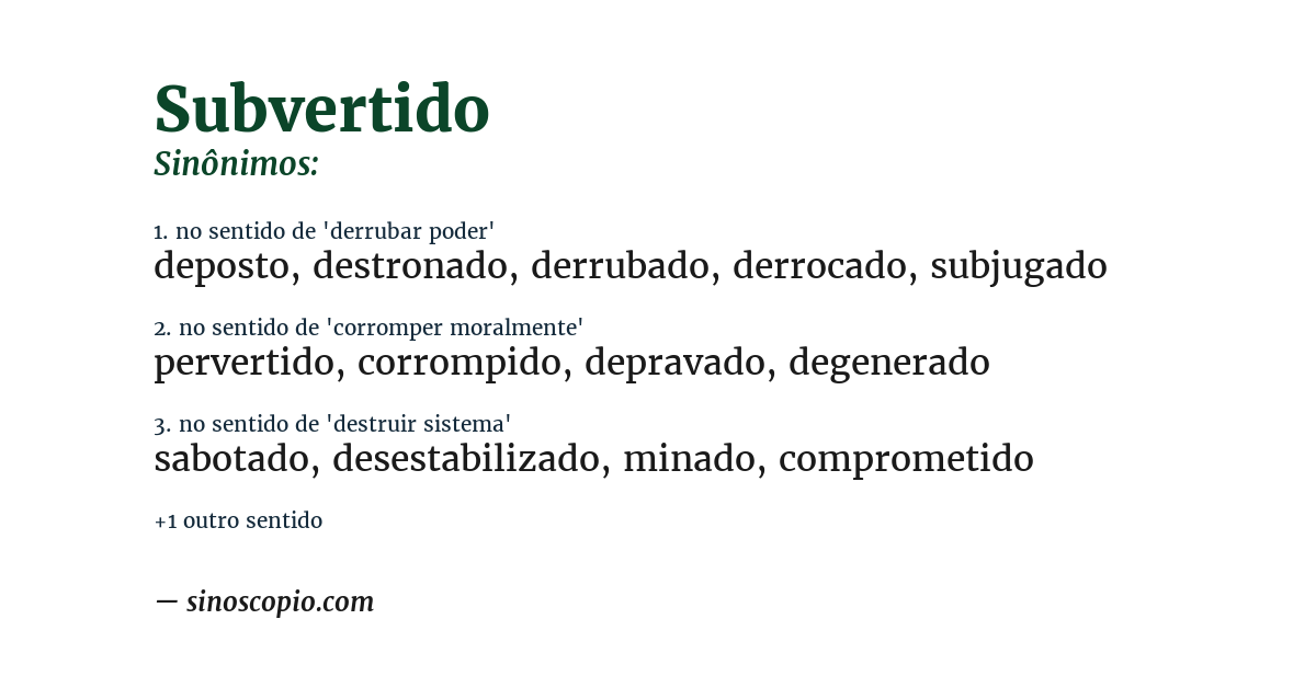 Sinônimo de subvertido