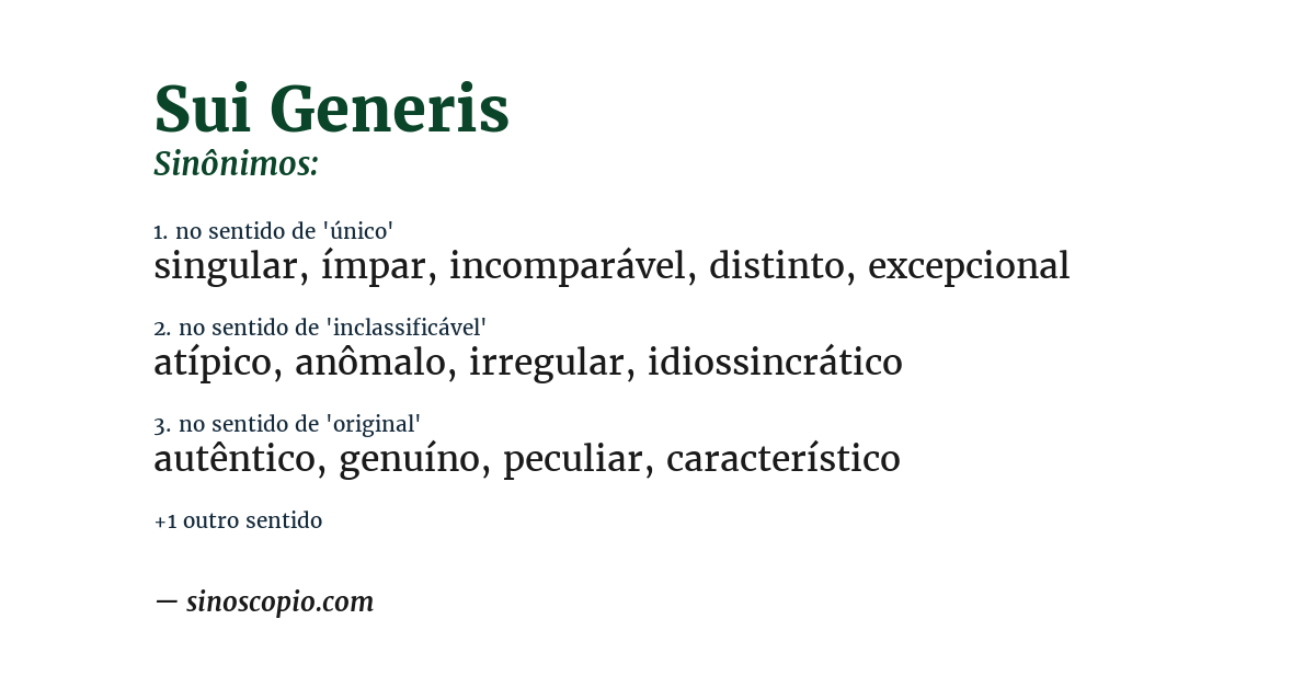 Sinônimo de sui generis