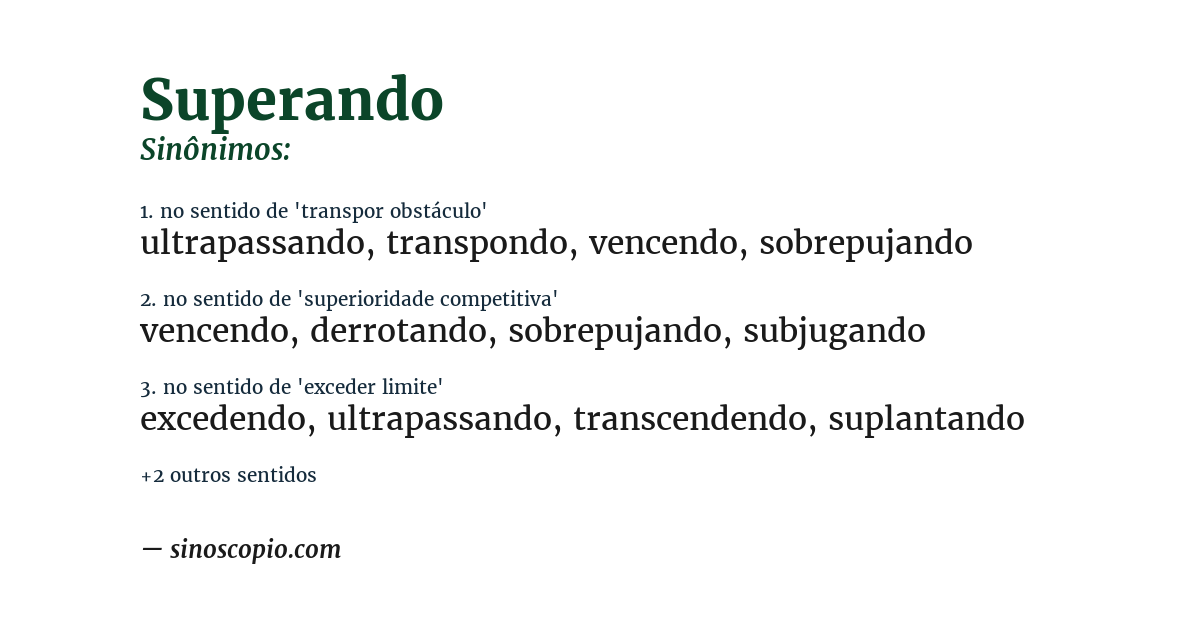 Sinônimo de superando