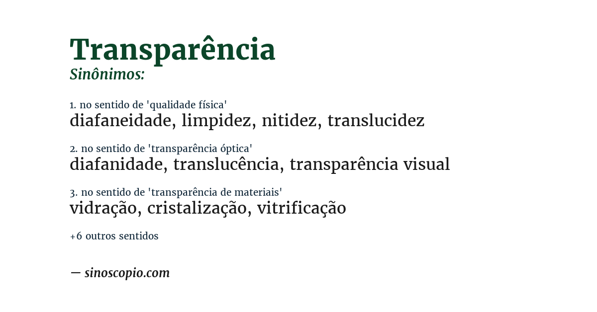 Sinônimo de transparência