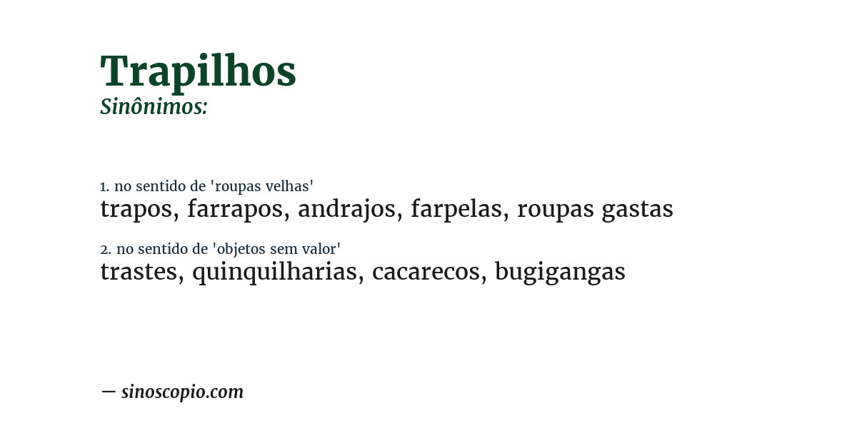 Sinônimo de trapilhos