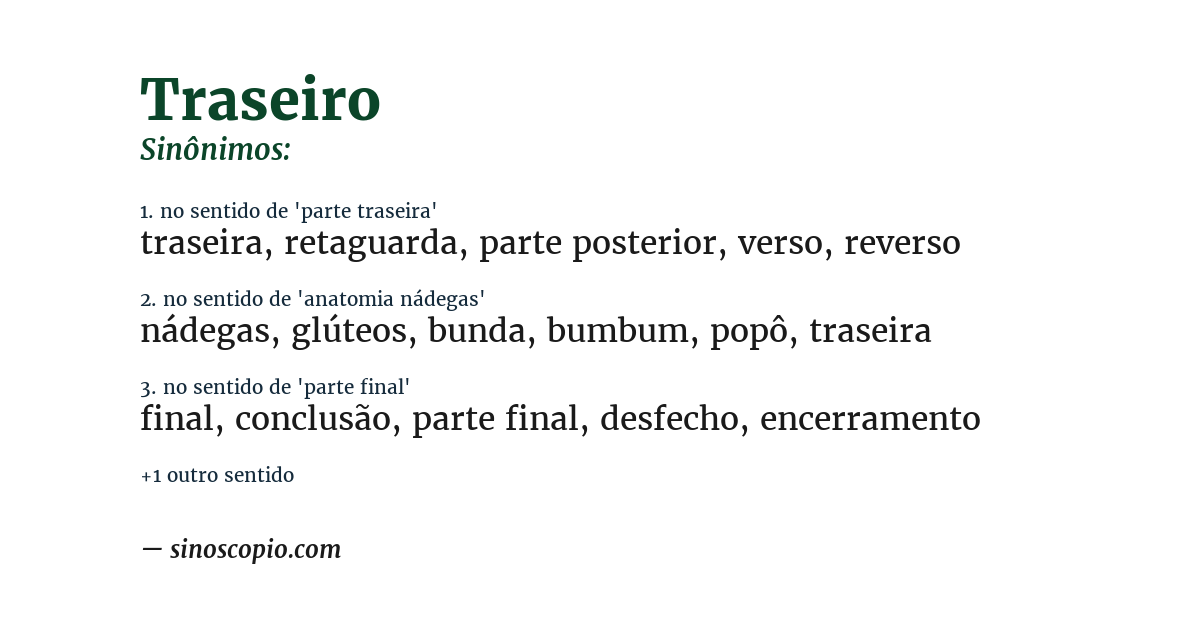 Sinônimo de traseiro
