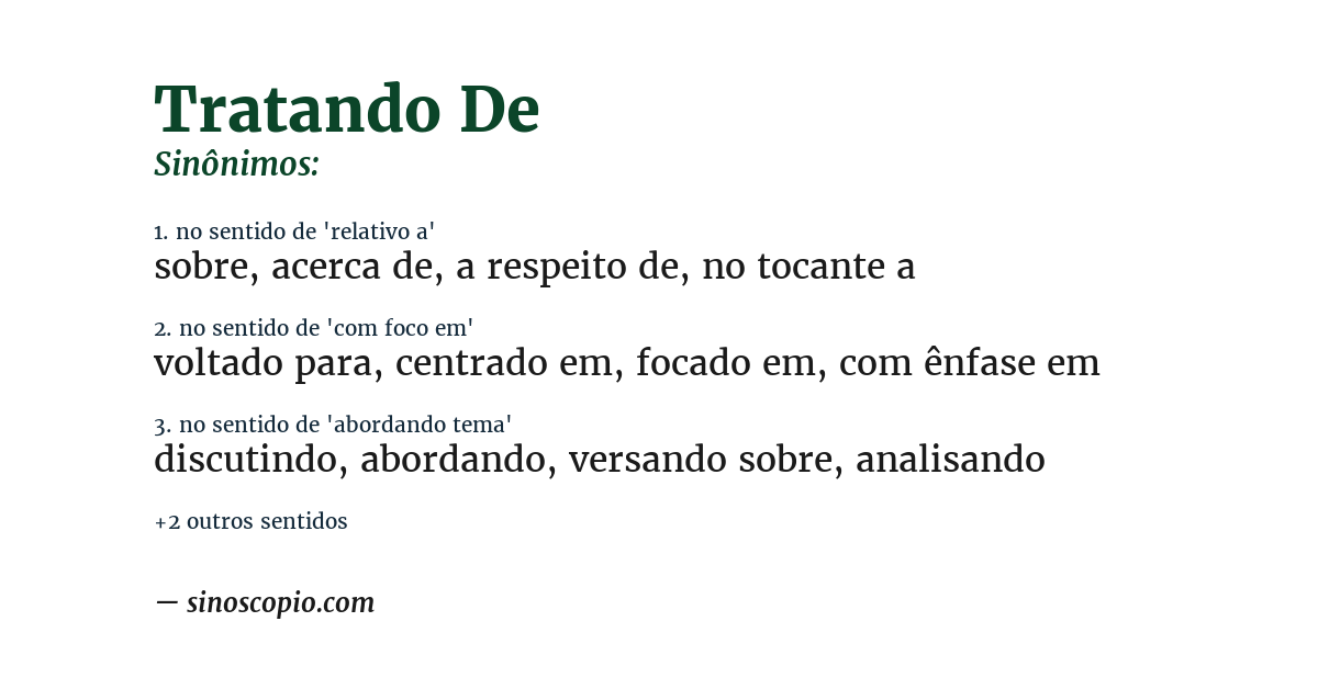 Sinônimo de tratando de