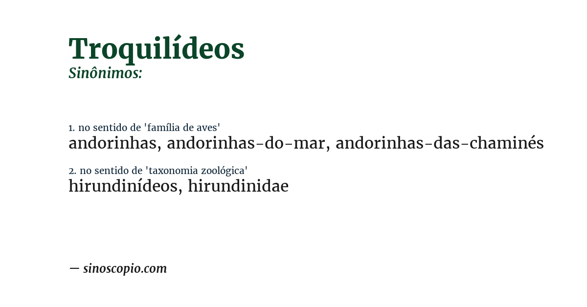 Sinônimo de troquilídeos