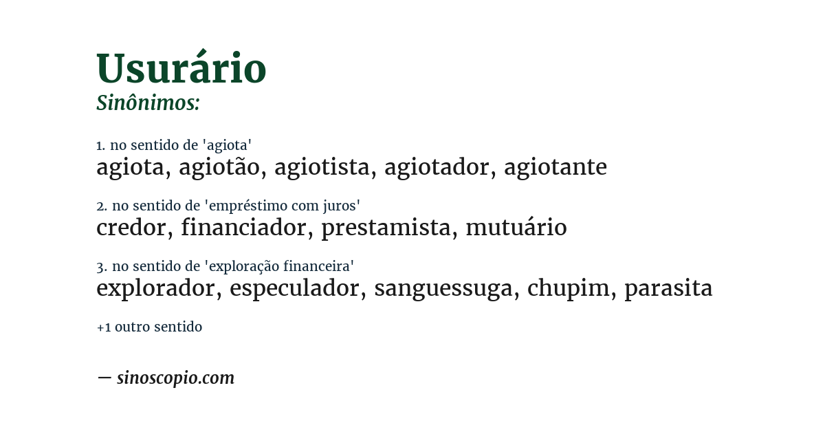 Sinônimo de usurário