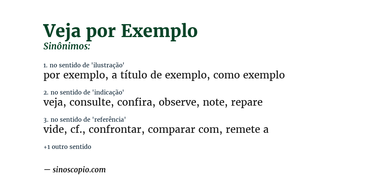 Sinônimo de veja por exemplo