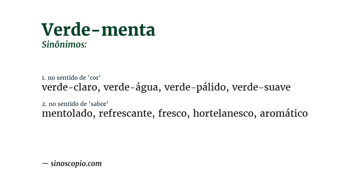 Sinônimo de verde-menta