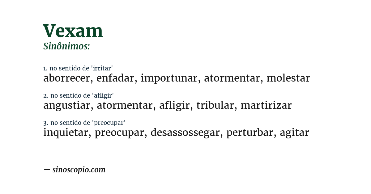 Sinônimo de vexam