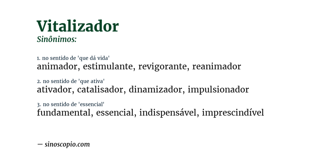 Sinônimo de vitalizador