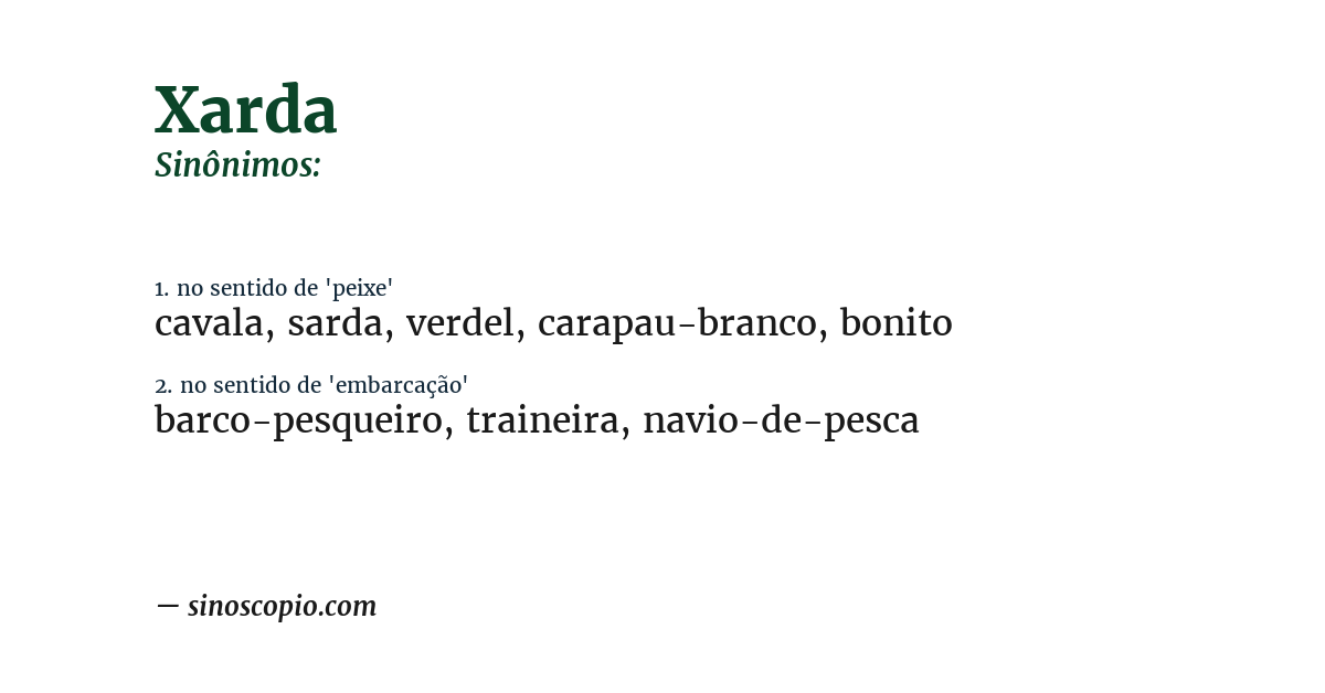 Sinônimo de xarda