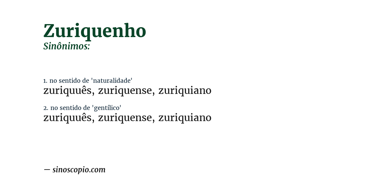 Sinônimo de zuriquenho