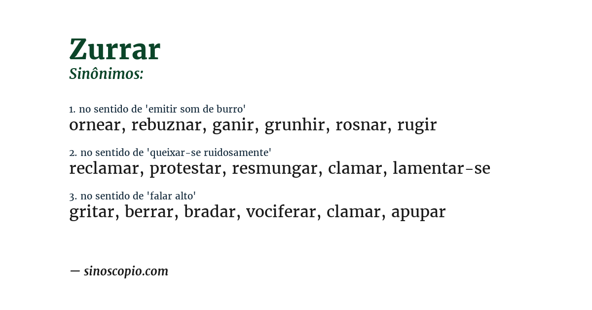 Sinônimo de zurrar