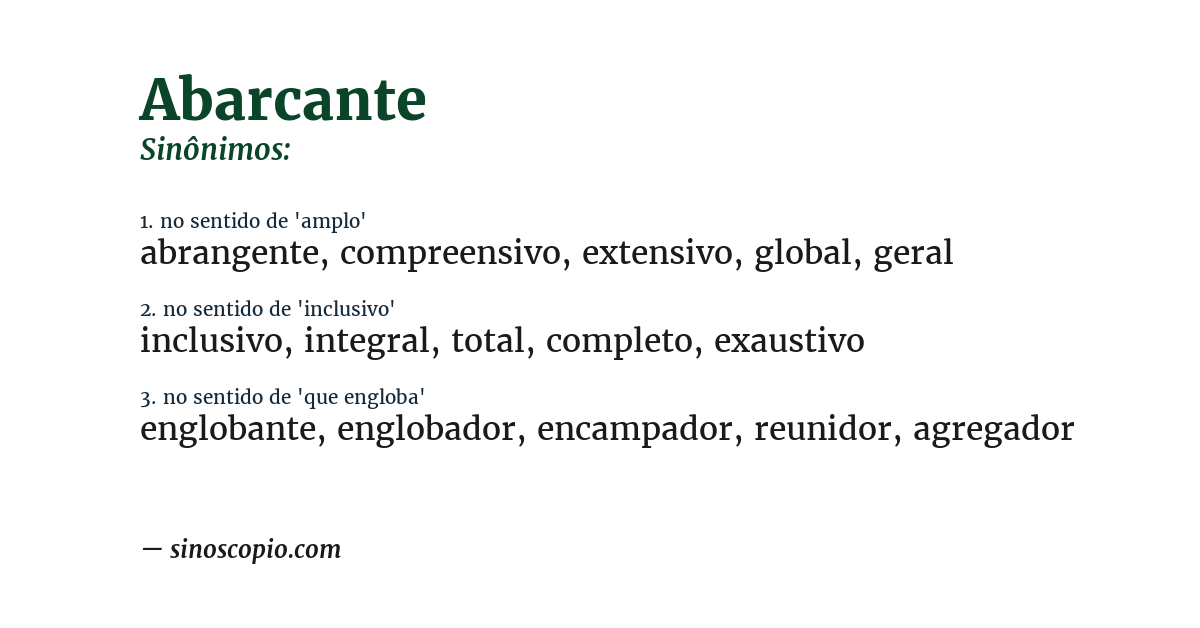 Sinônimo de abarcante