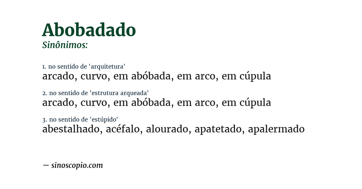 Sinônimo de abobadado