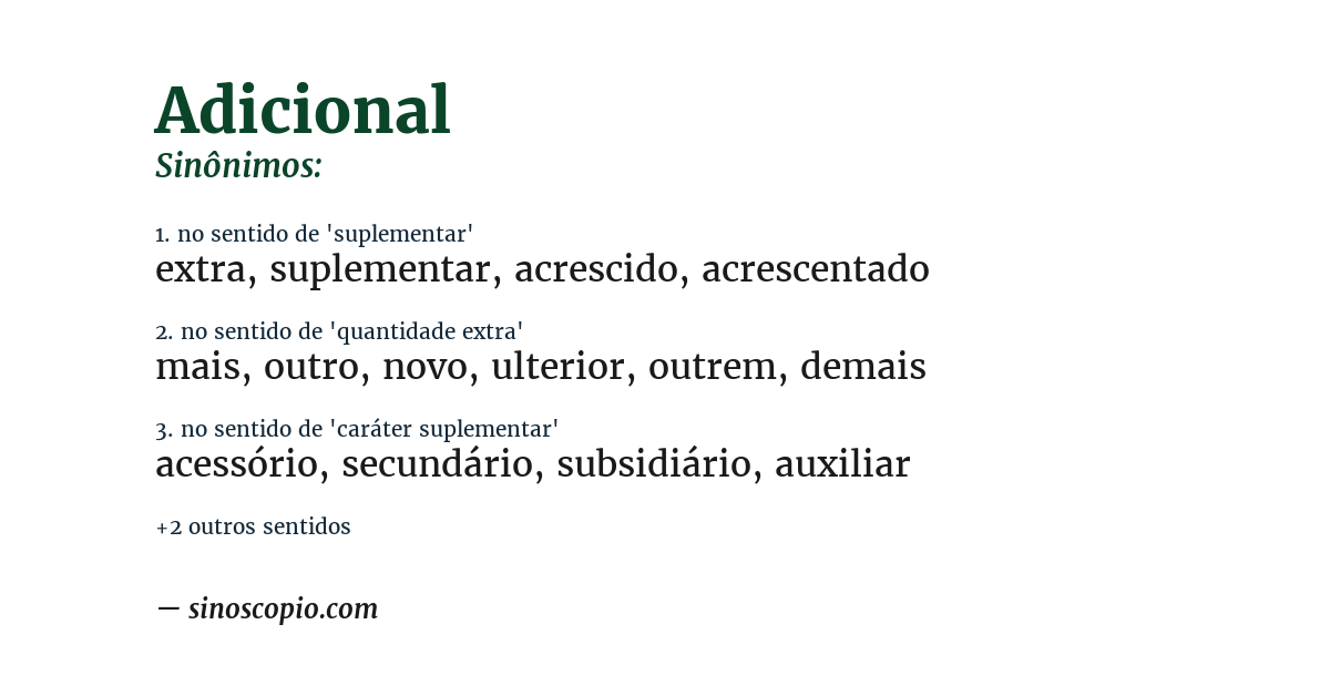 Sinônimo de adicional
