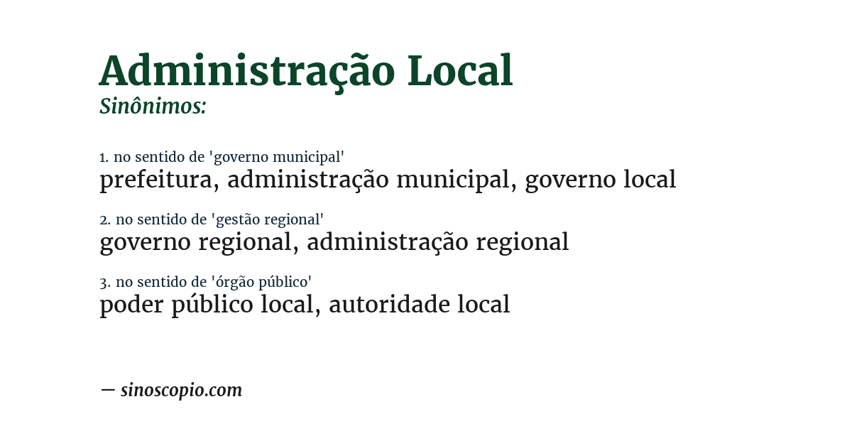 Sinônimo de administração local