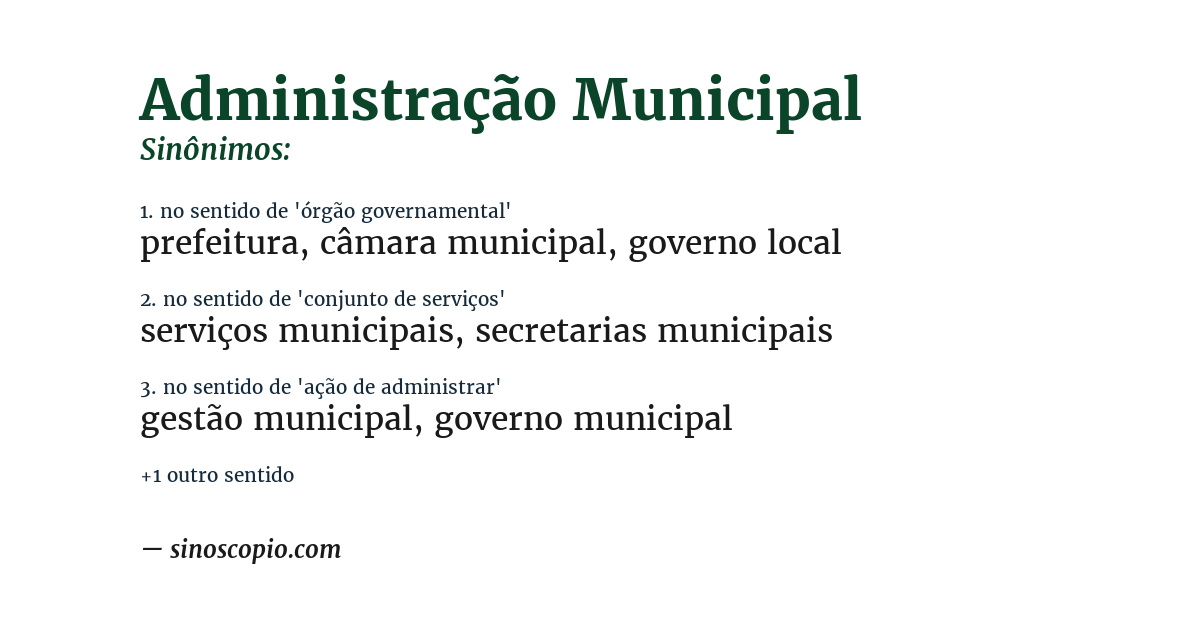 Sinônimo de administração municipal