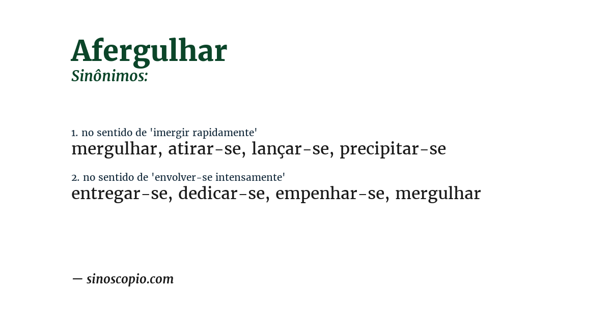 Sinônimo de afergulhar