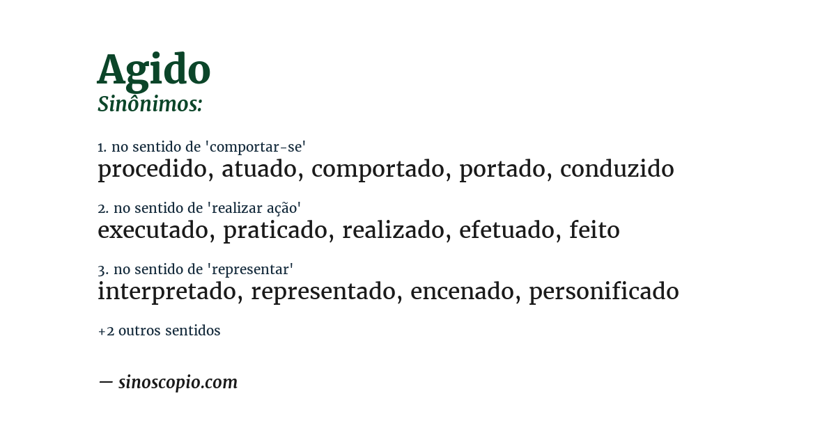 Sinônimo de agido
