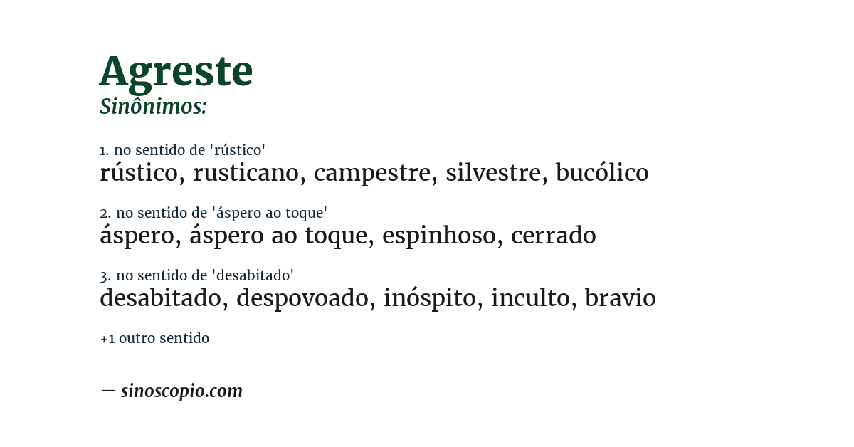 Sinônimo de agreste