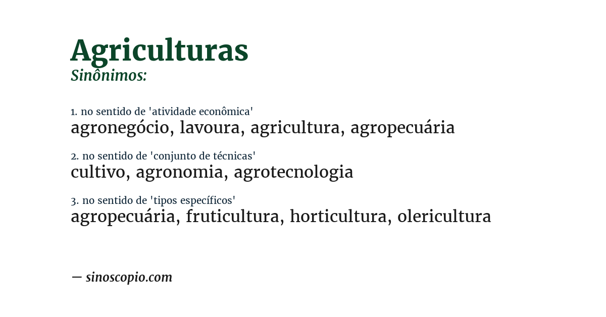 Sinônimo de agriculturas