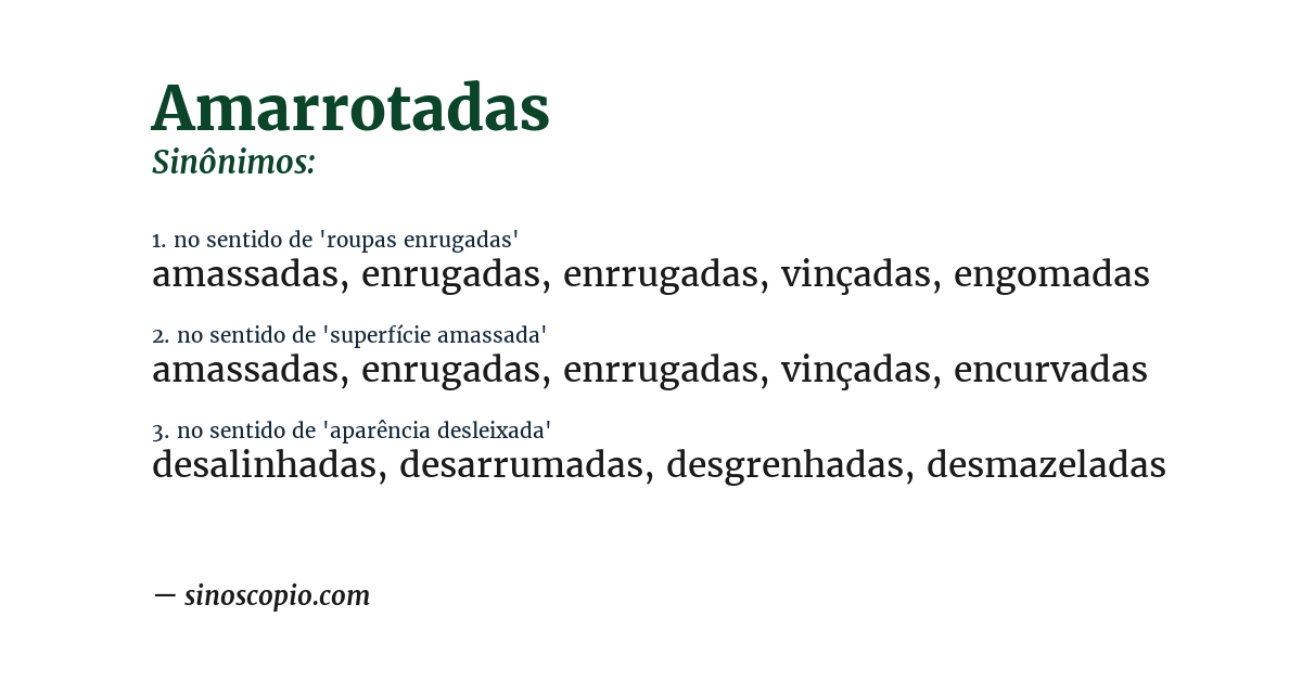 Sinônimo de amarrotadas