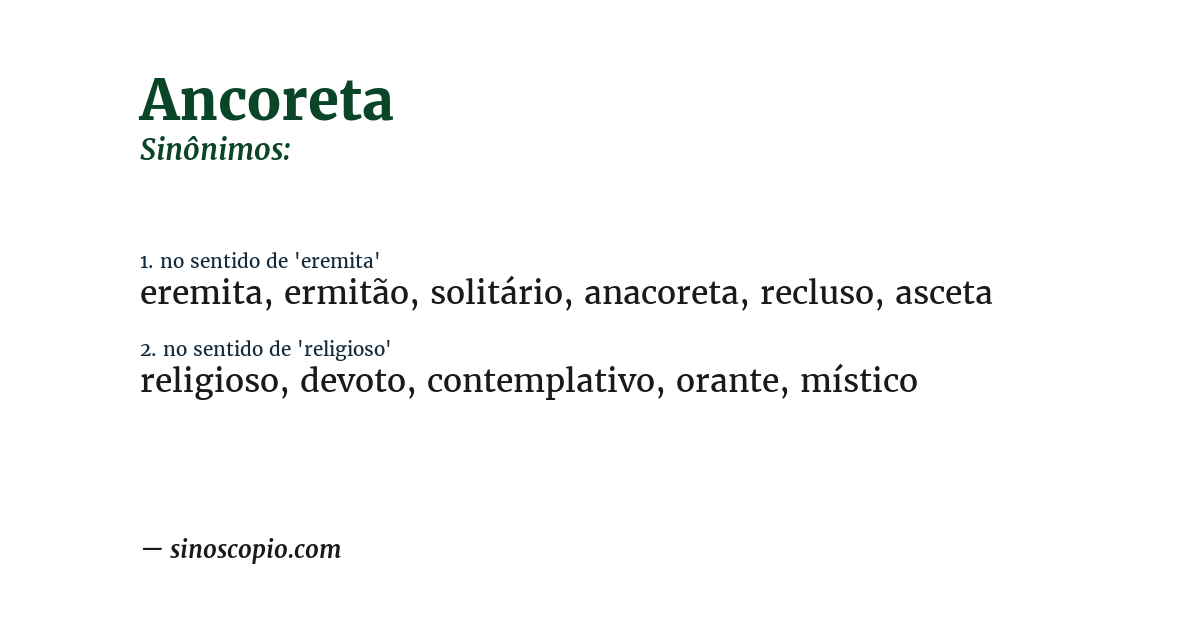 Sinônimo de ancoreta