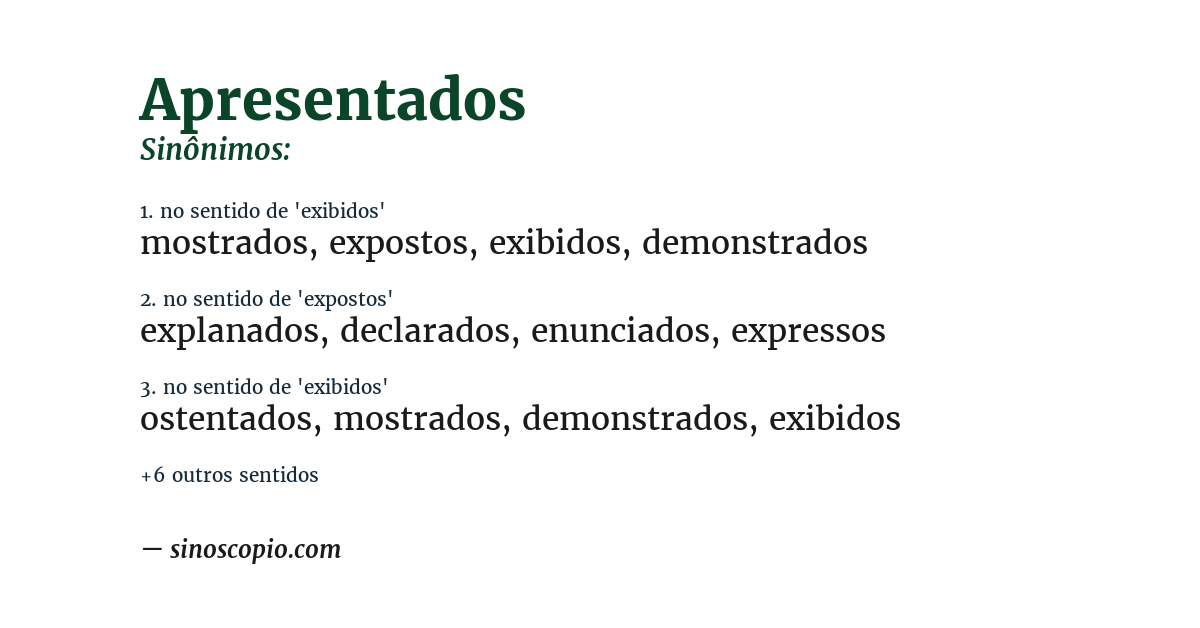 Sinônimo de apresentados