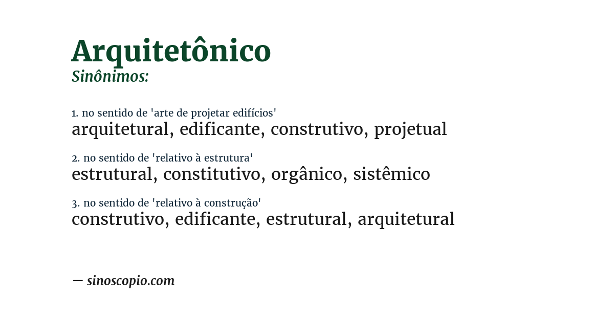 Sinônimo de arquitetônico