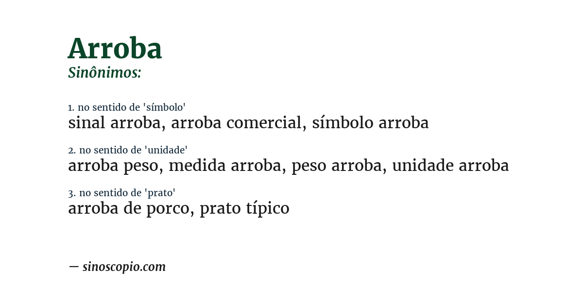 Sinônimo de arroba