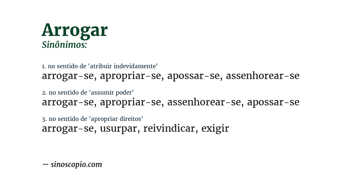 Sinônimo de arrogar