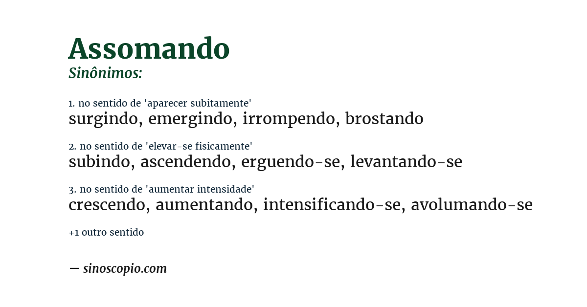 Sinônimo de assomando