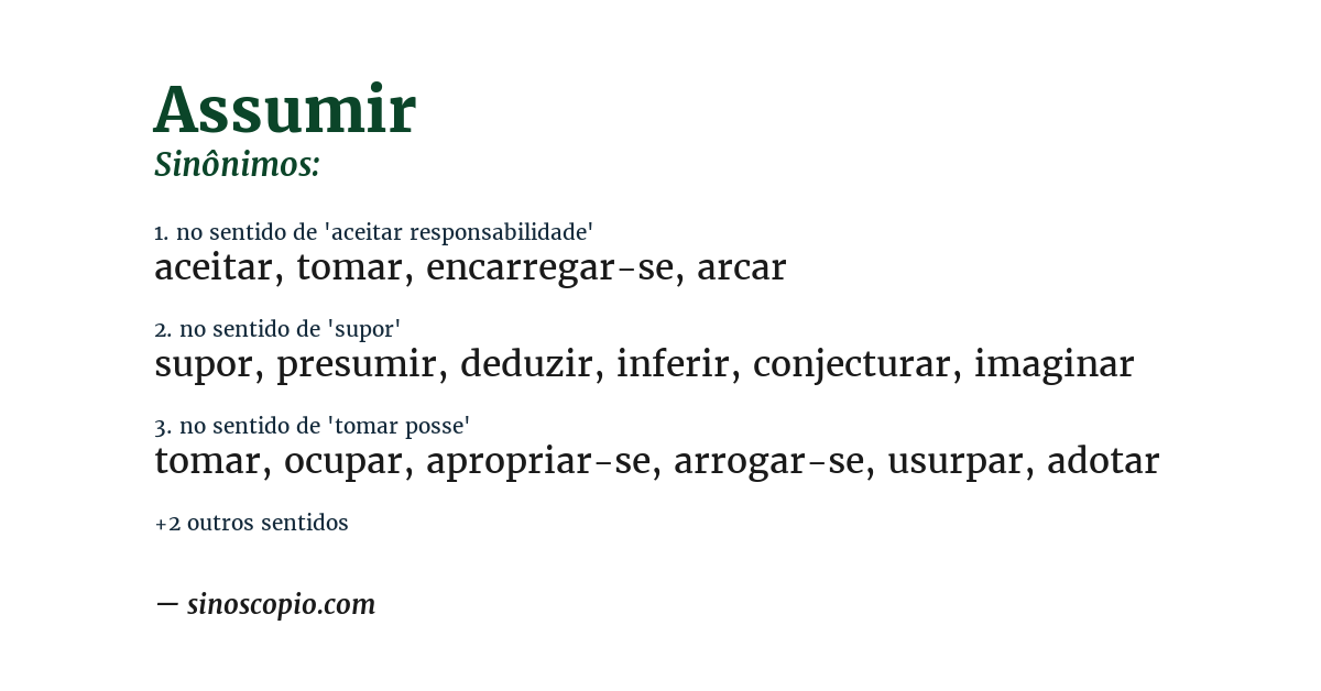 Sinônimo de assumir