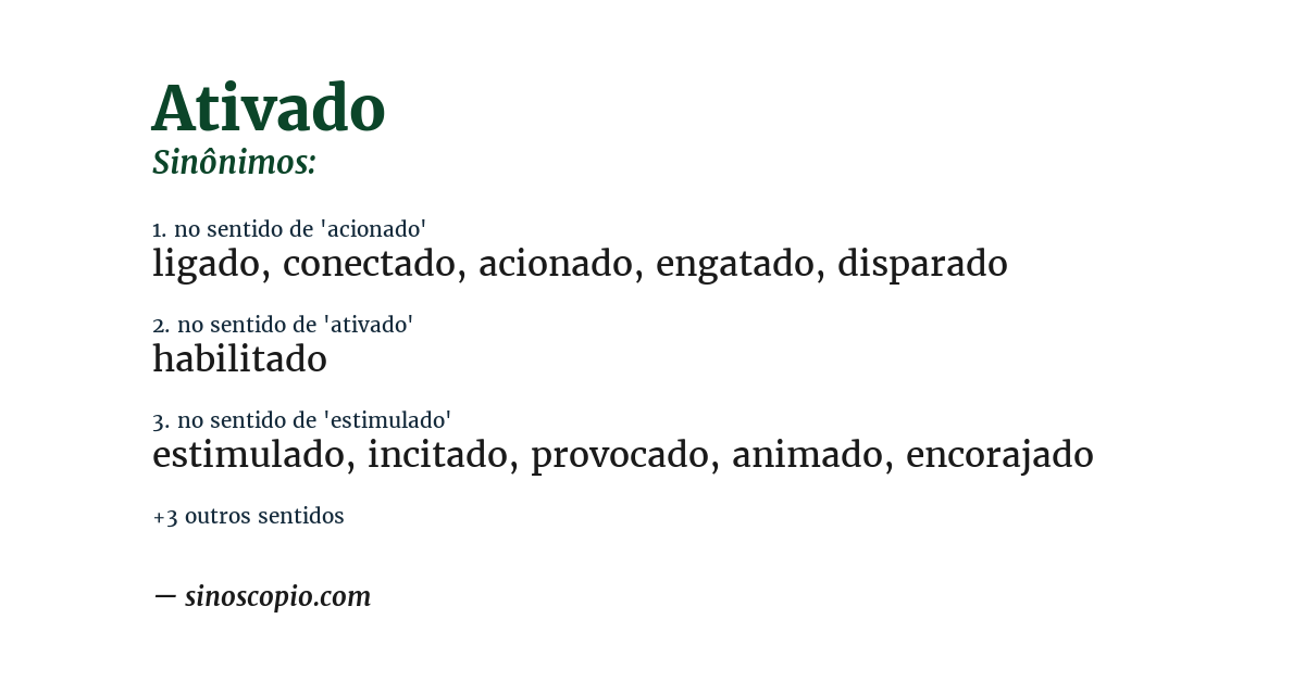 Sinônimo de ativado