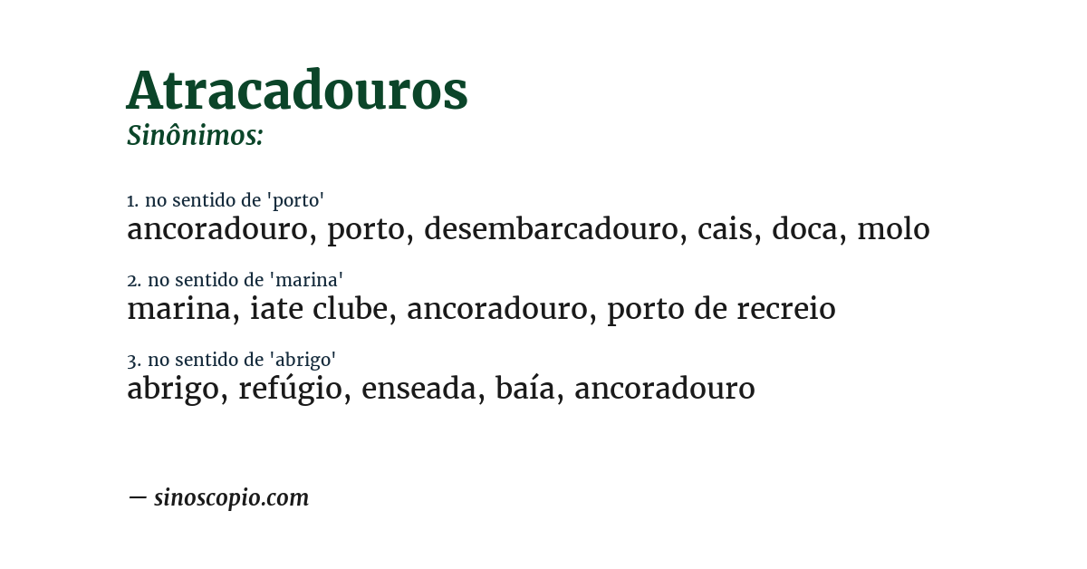 Sinônimo de atracadouros