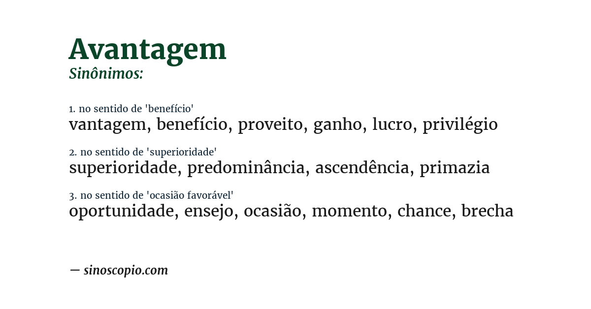 Sinônimo de avantagem