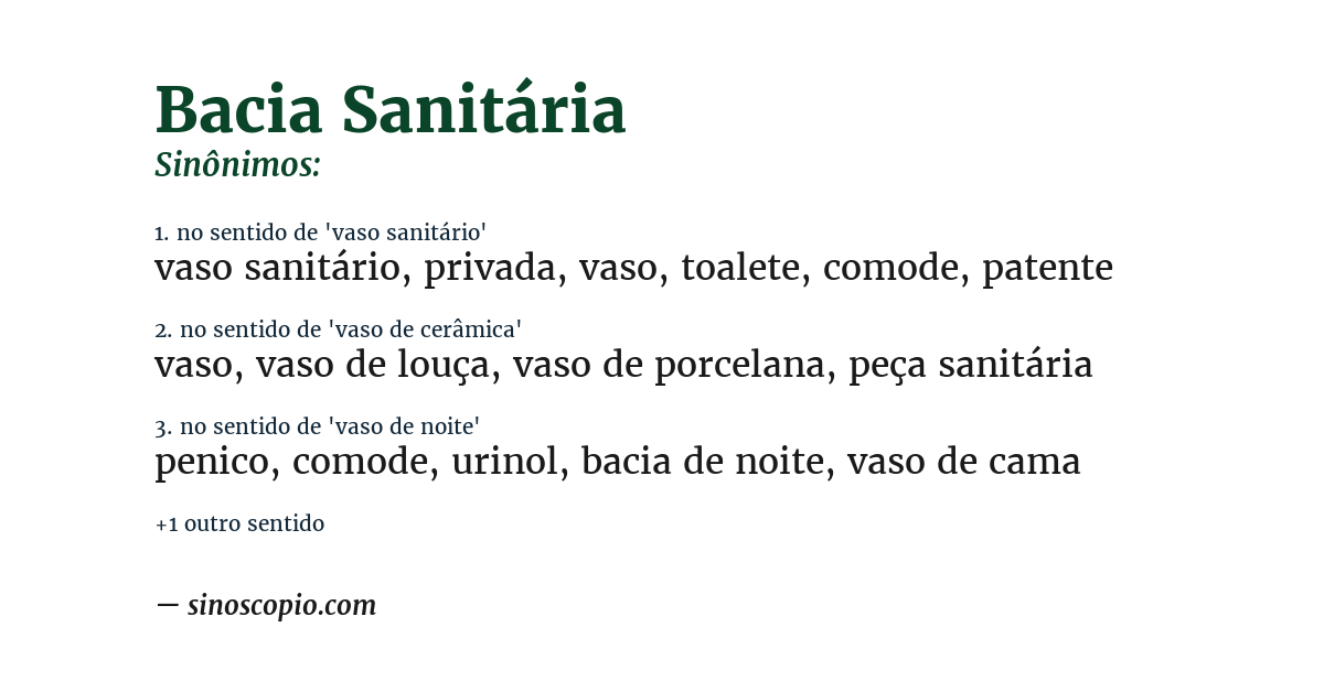 Sinônimo de bacia sanitária