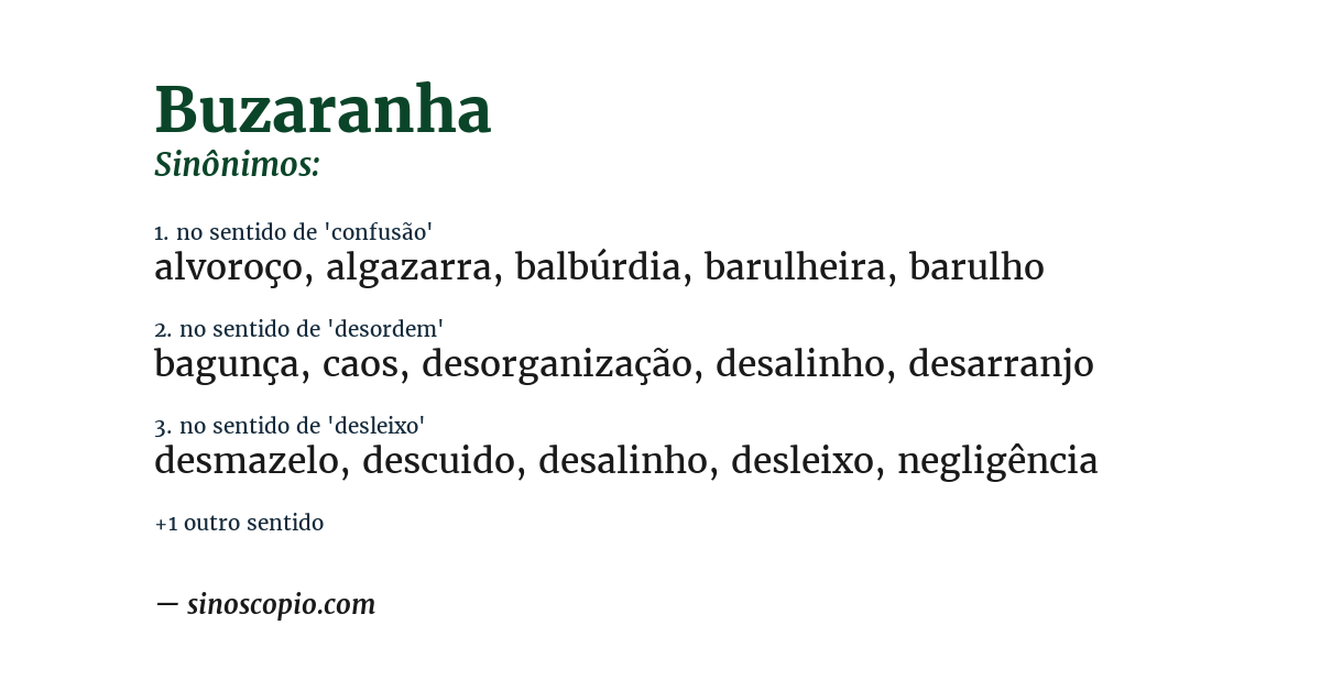 Sinônimo de buzaranha