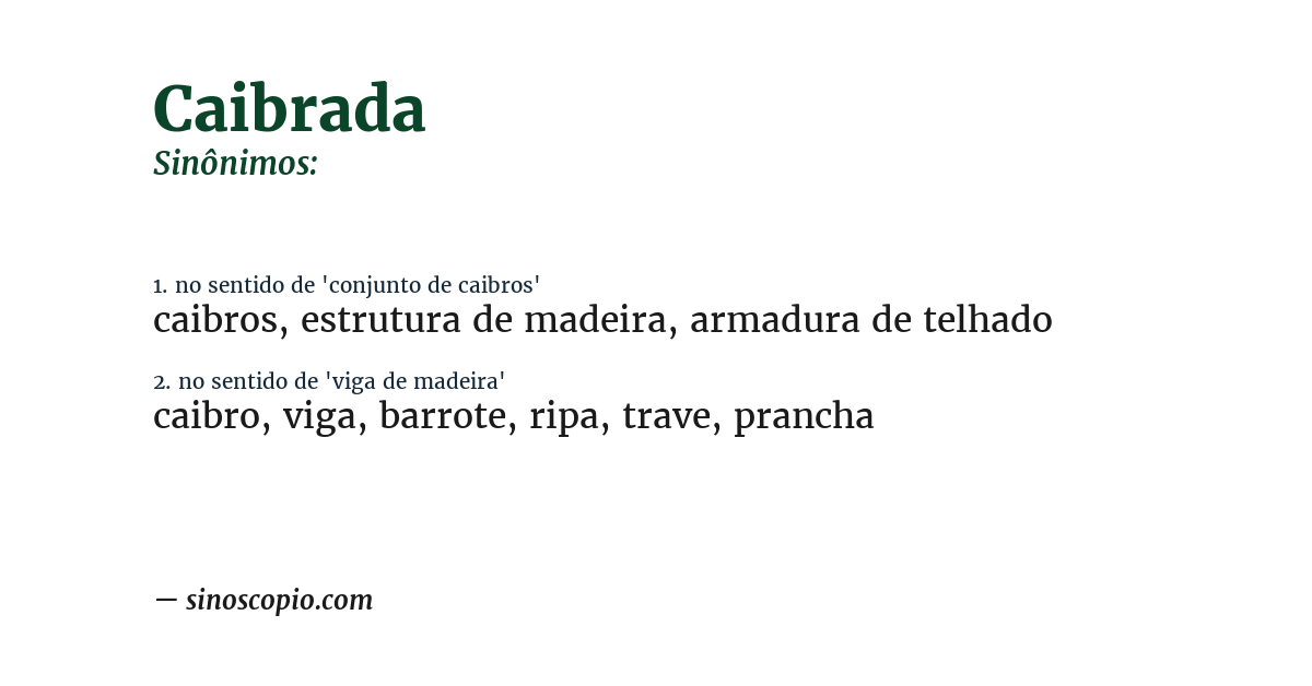 Sinônimo de caibrada
