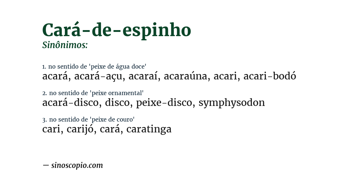 Sinônimo de cará-de-espinho