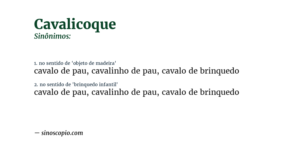 Sinônimo de cavalicoque