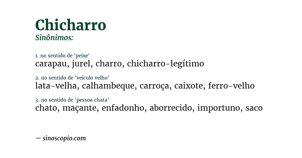 Sinônimo de chicharro
